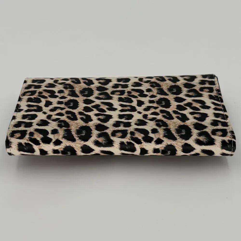 Ed Hardy Leopard Print Wallet Eternal Love Tattoo Graphic Trifold Clutch